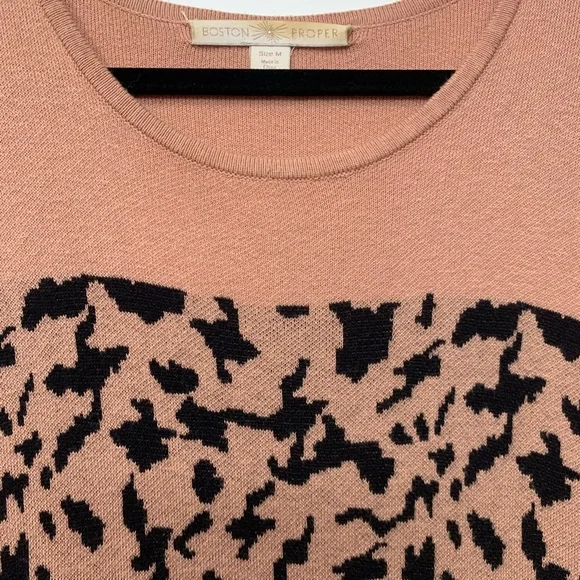 Vintage Boston Proper Elegant Black and Tan 3/4 Sleeve Dress - Picture 3 of 4